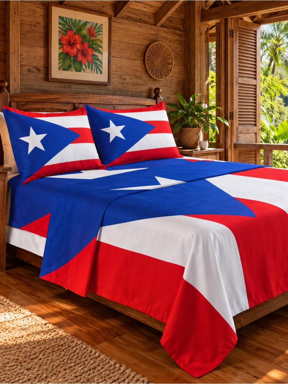 Puerto Rico flag bed sheet Queen size